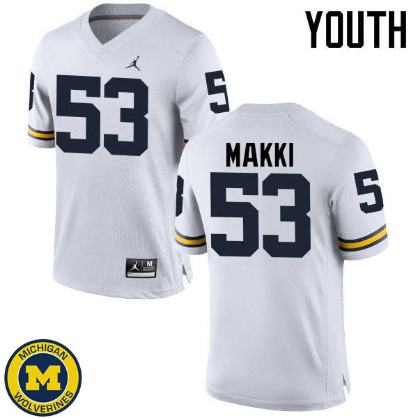 Youth Michigan Wolverines #53 Salim Makki White NCAA Football Jersey